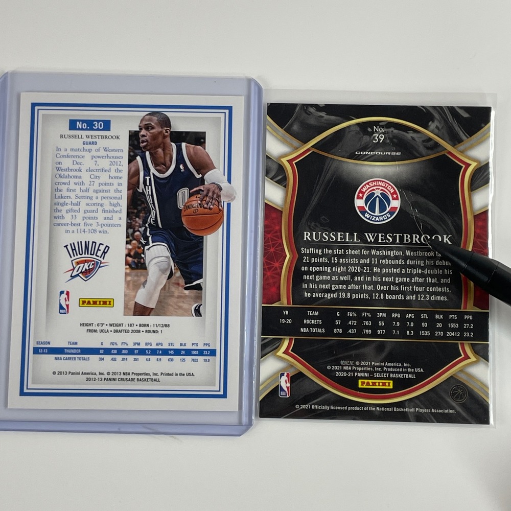 Russell Westbrook Panini Crusade 2012 Thunder & Select 2020 Wizards Card Lot 2pc - Picture 3 of 3